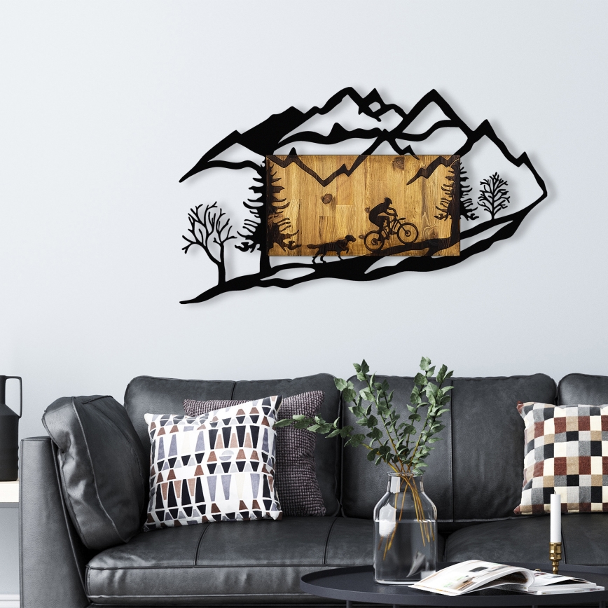 Decorazione da muro 110x65 cm giro in moto legno/metallo