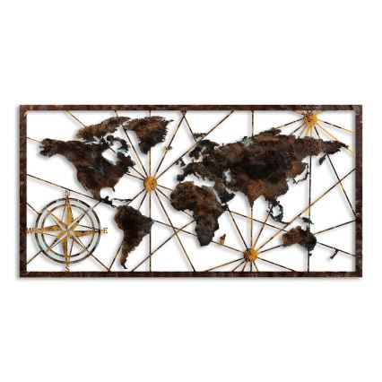Decorazione da muro 120x60 cm world mappa metallo