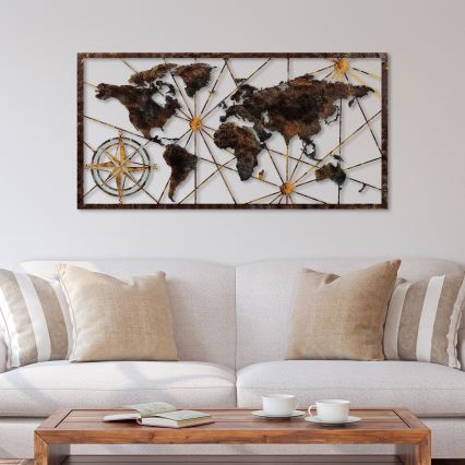Decorazione da muro 120x60 cm world mappa metallo