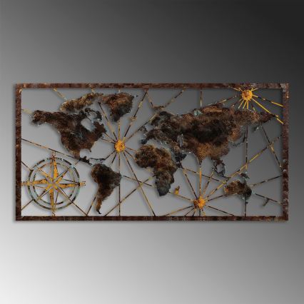 Decorazione da muro 120x60 cm world mappa metallo