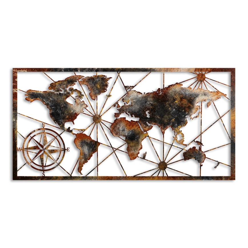 Decorazione da muro 120x60 cm world mappa metallo