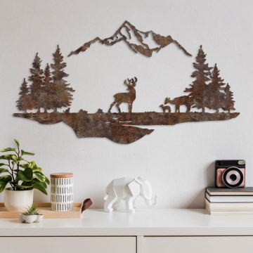 Decorazione da muro 2 pz 70x38 cm cervo metallo/marrone