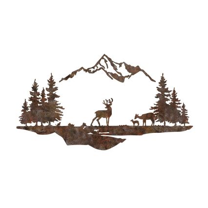 Decorazione da muro 2 pz 70x38 cm cervo metallo/marrone