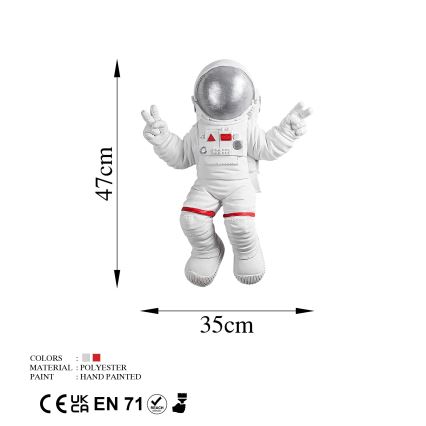 Decorazione da muro 47x35 cm astronaut argento