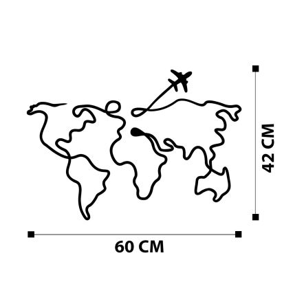 Decorazione da muro 60x42 cm mappa metallo