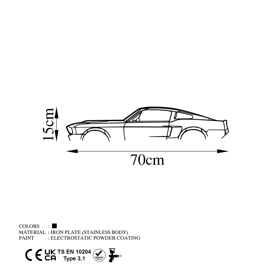 Decorazione da muro 70x15 cm car metallo
