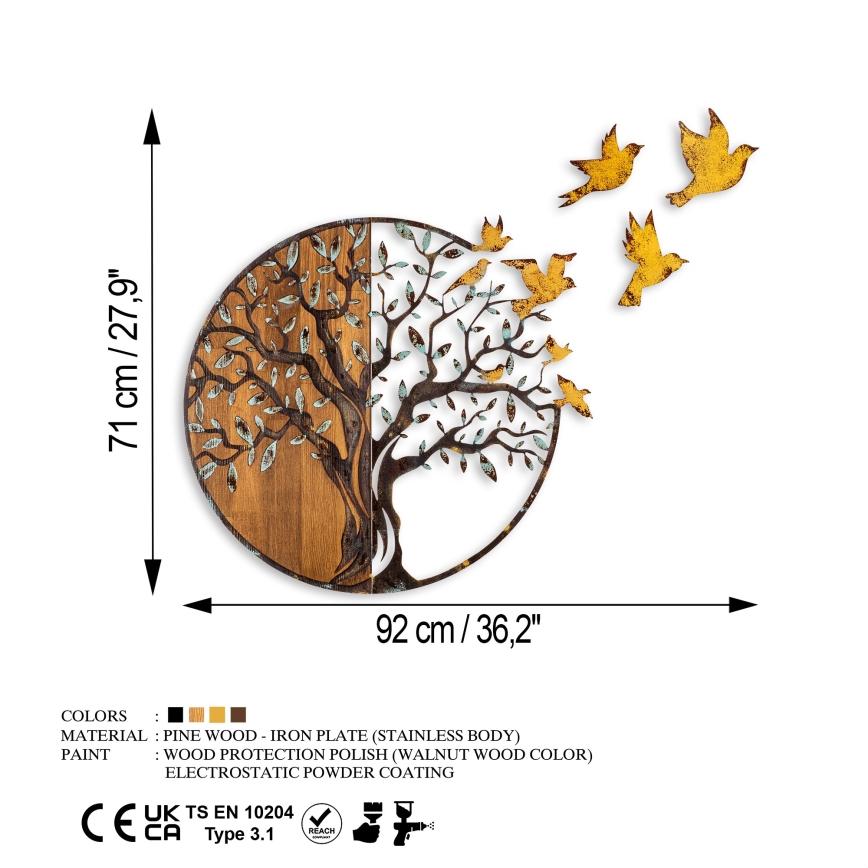 Decorazione da muro 92x71 cm albero e uccelli