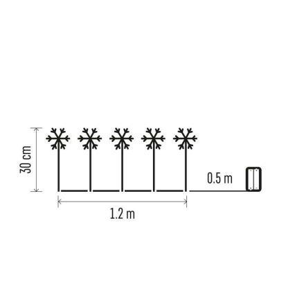 Decorazione esterna natalizia LED 5xLED/3xAA fiocchi di neve IP44