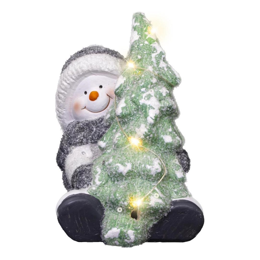 Decorazione natalizia LED LED/2xLR44/bianco caldo pupazzo di neve con albero