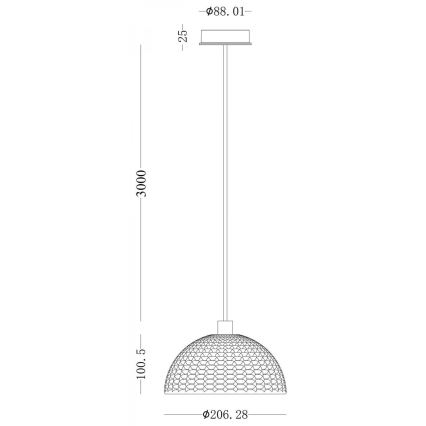 Deko-Light 342142 - Lampadario a sospensione con filo BASKET 1xE27/40W/230V diametro 20 cm