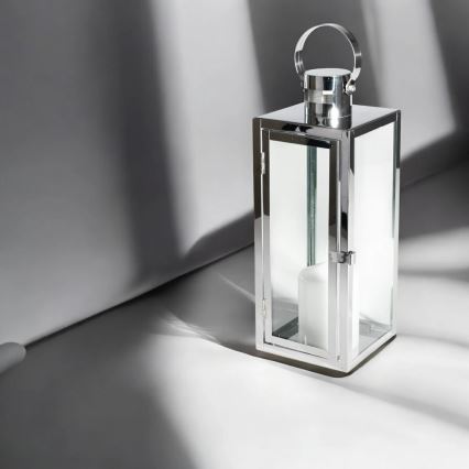 Dekorative Laterne 63 cm, glänzender Chrom