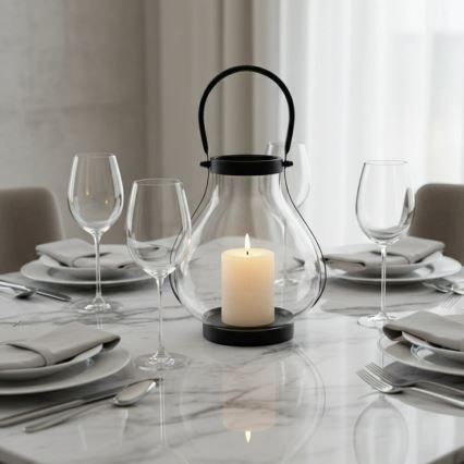 Dekorative Laterne GLASSY 25 cm, schwarz