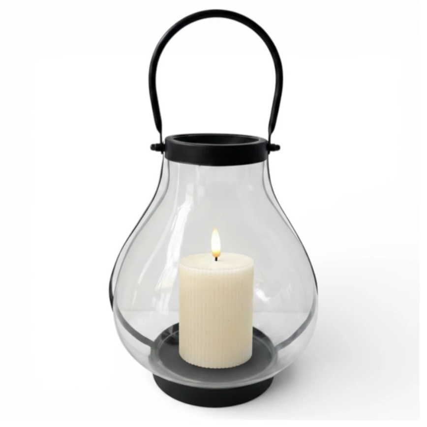 Dekorative Laterne GLASSY 25 cm, schwarz