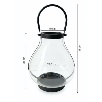 Dekorative Laterne GLASSY 25 cm, schwarz