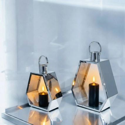 Dekorative Laterne PALACE, 34 cm, hochglänzender Chrom