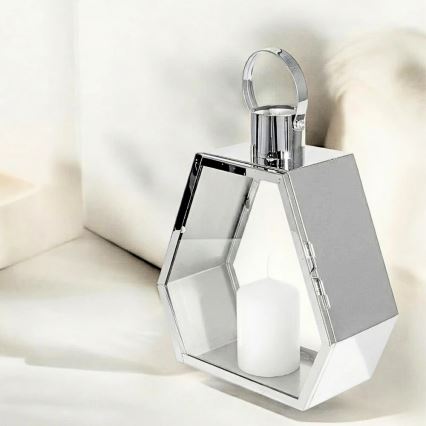 Dekorative Laterne PALACE, 34 cm, hochglänzender Chrom