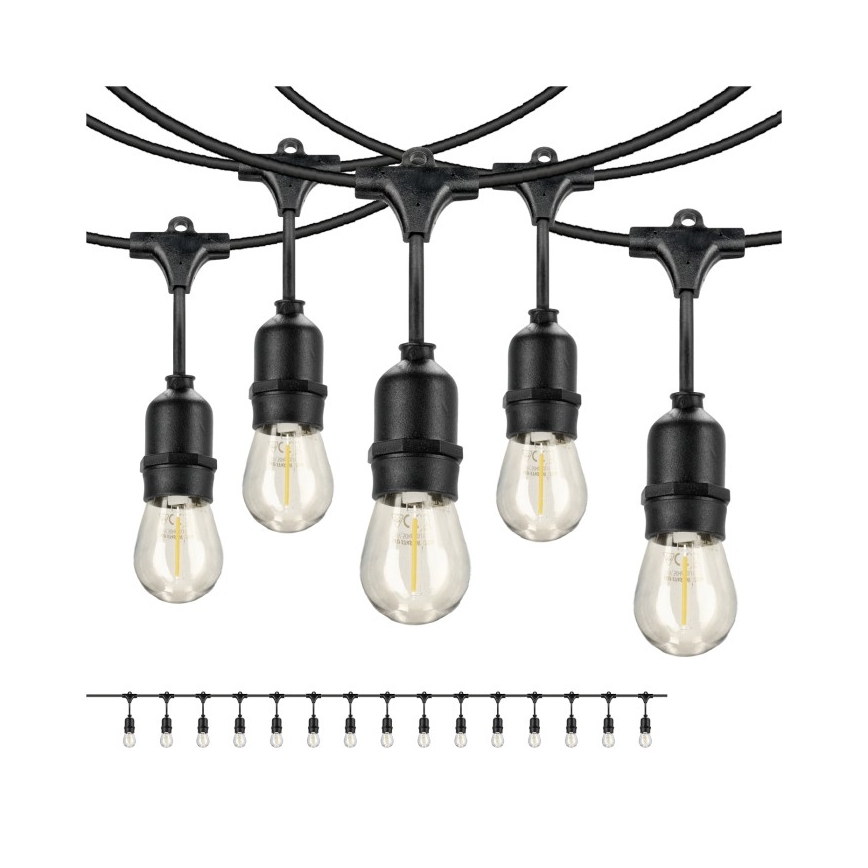 Dekorative LED-Outdoor-Kette BAJA ST64 15xE27/1W/230V 15,9m IP44 warmweiβ