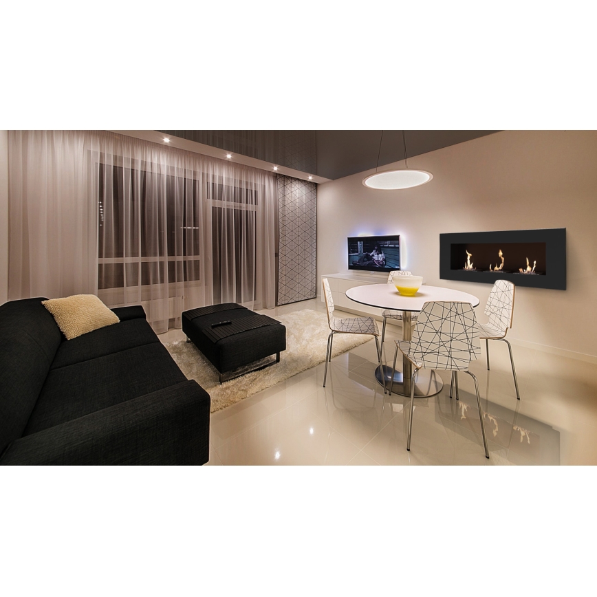 Kratki - Eingebauter BIO-Kamin 40x120 cm 3x1,1 kW schwarz