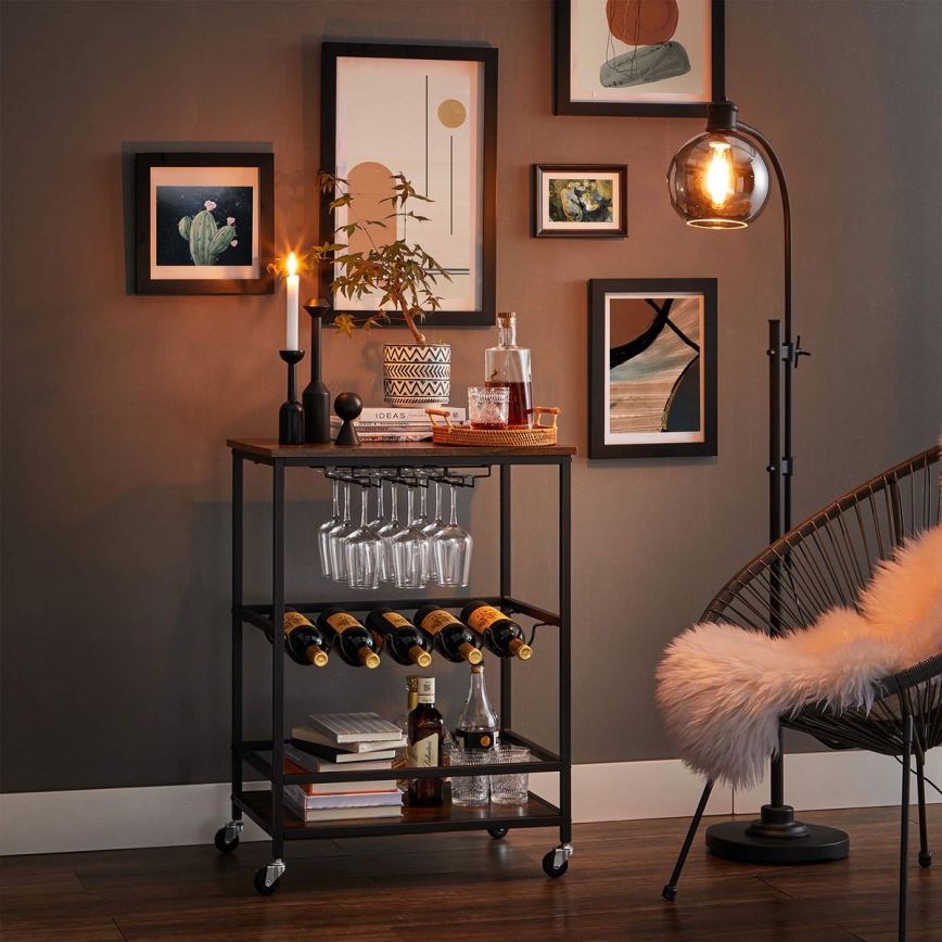 Desserte pour bouteilles et verres MARGE marron/noir