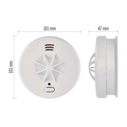 Détecteur de fumée alimenté par 1 pile 9 V