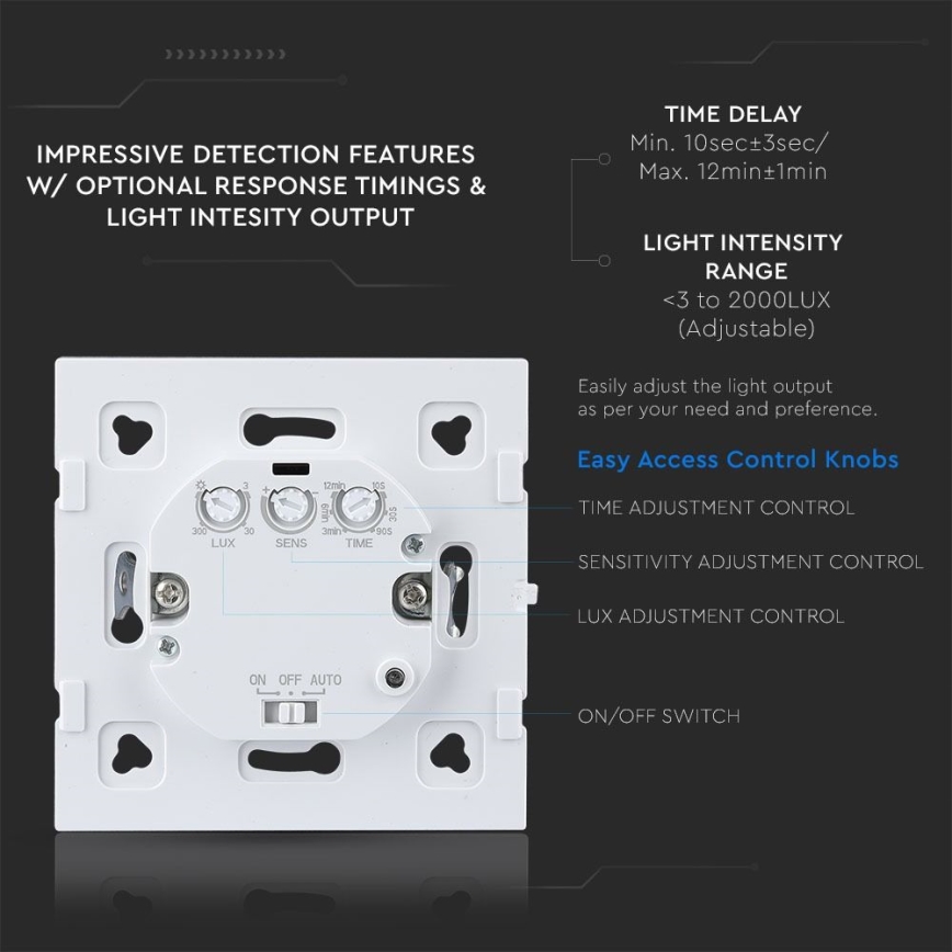 Détecteur de mouvement à micro-ondes 180° 300W/230V blanc