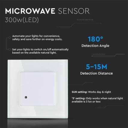 Détecteur de mouvement à micro-ondes 180° 300W/230V blanc