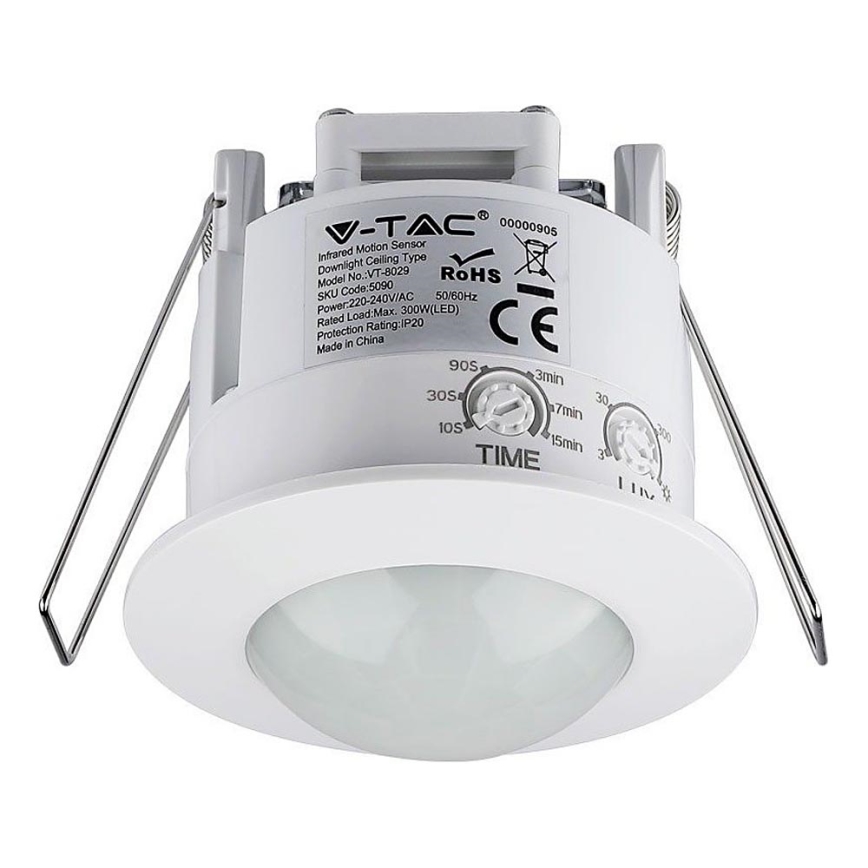 Détecteur de mouvement encastrable PIR 360° 300W/230V blanc
