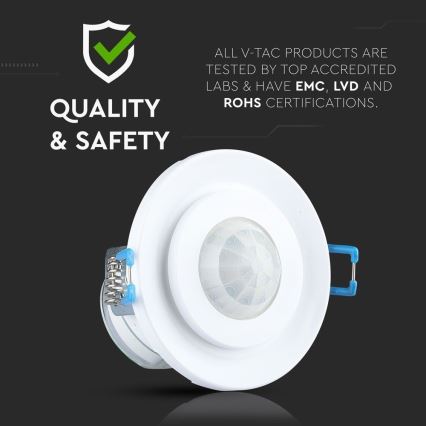 Détecteur de mouvement encastré PIR 360° 400W/230V blanc