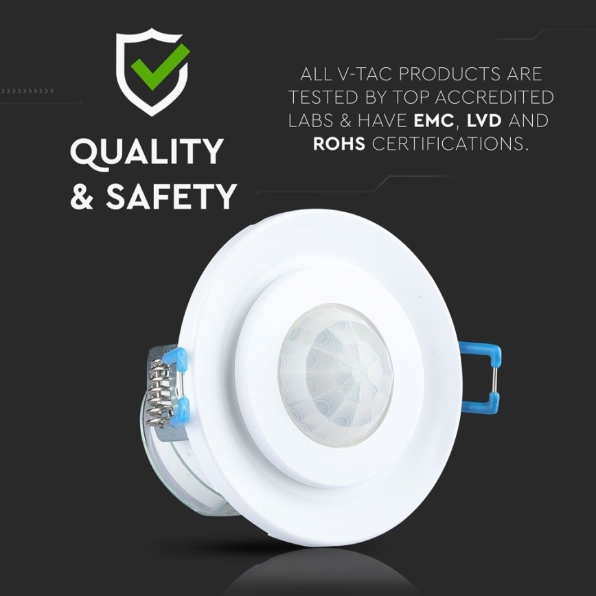Détecteur de mouvement encastré PIR 360° 400W/230V blanc