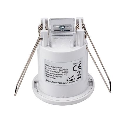 Détecteur de mouvement encastré PIR 360° 400W/230V blanc