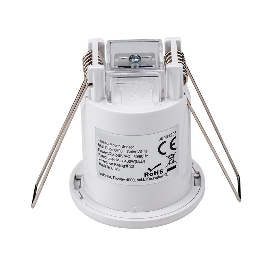 Détecteur de mouvement encastré PIR 360° 400W/230V blanc