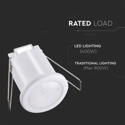Détecteur de mouvement encastré PIR 360° 400W/230V blanc