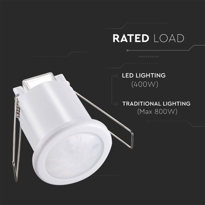 Détecteur de mouvement encastré PIR 360° 400W/230V blanc