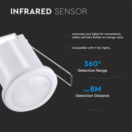 Détecteur de mouvement encastré PIR 360° 400W/230V blanc