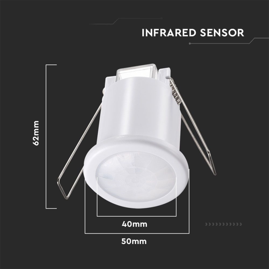 Détecteur de mouvement encastré PIR 360° 400W/230V blanc
