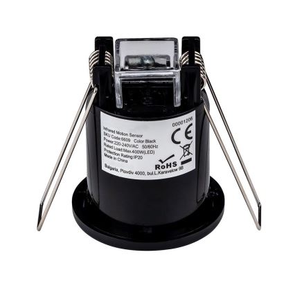 Détecteur de mouvement encastré PIR 360° 400W/230V noir