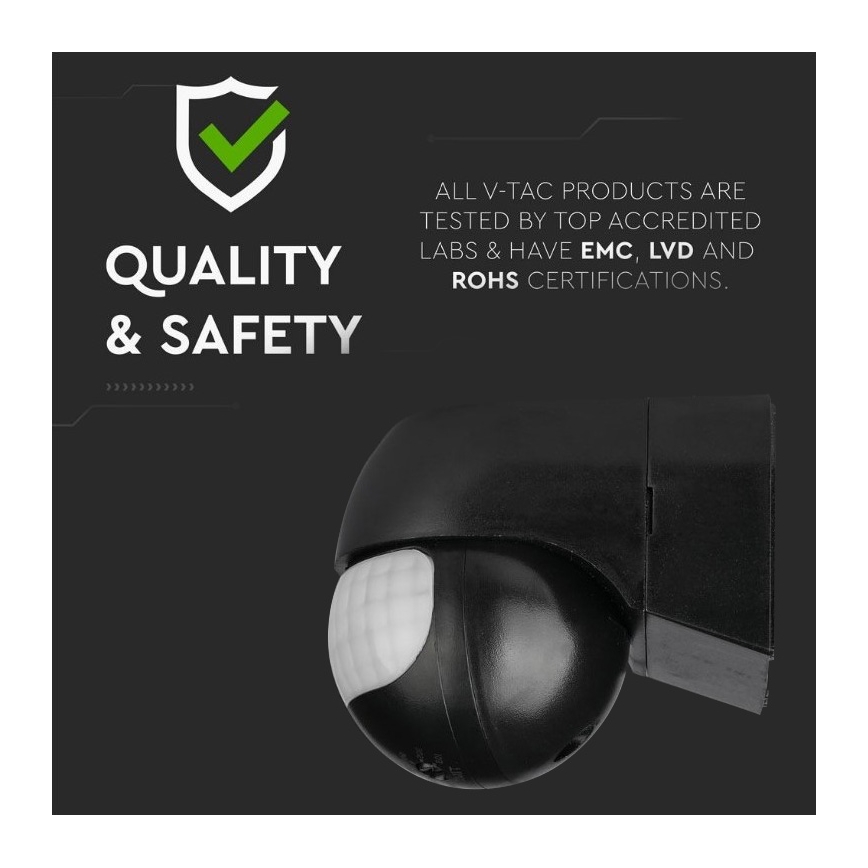 Détecteur de  mouvement extérieur 230V IP44 noir