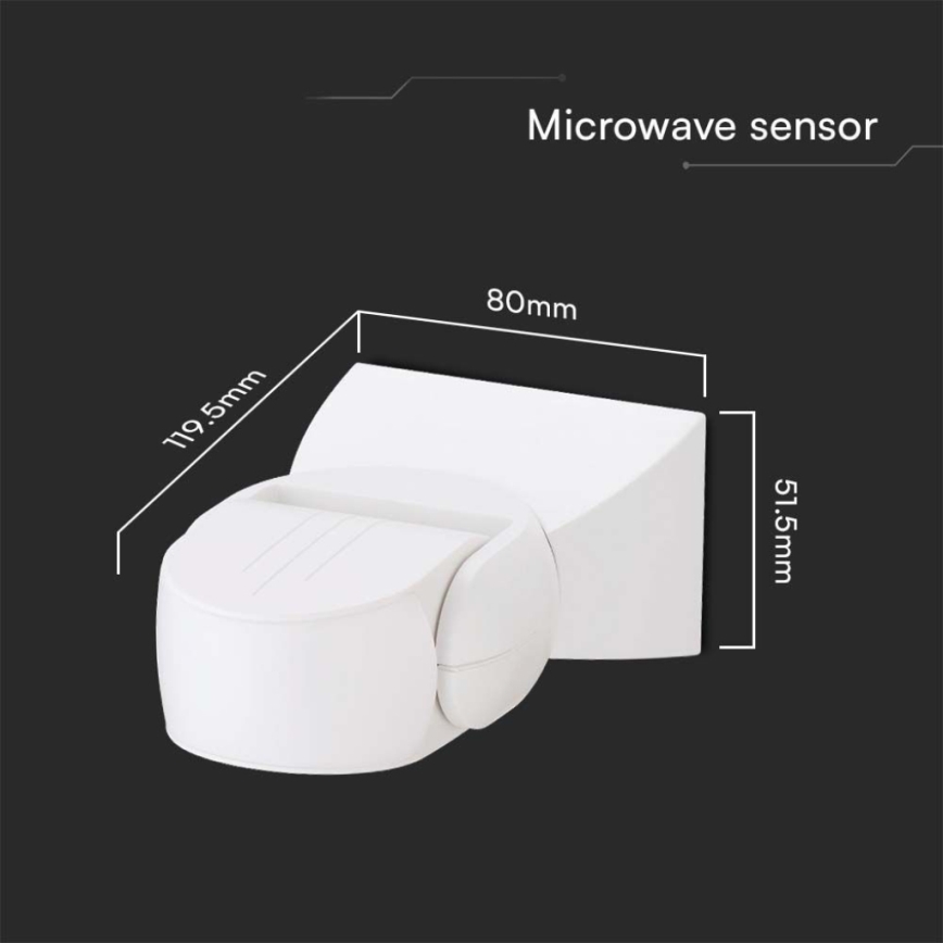 Détecteur de mouvement extérieur à micro-ondes 180° 230V IP65 blanc