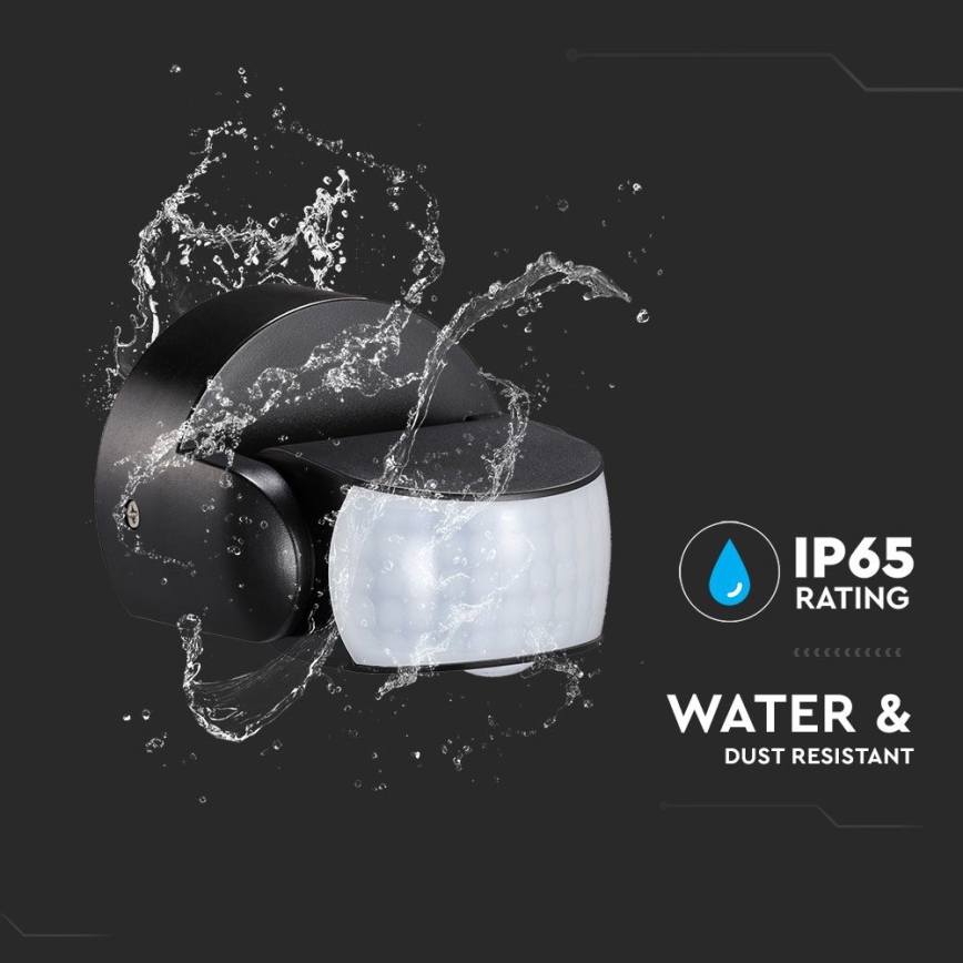 Détecteur de mouvement extérieur infrarouge 180/360° 600W/230V IP65 noir