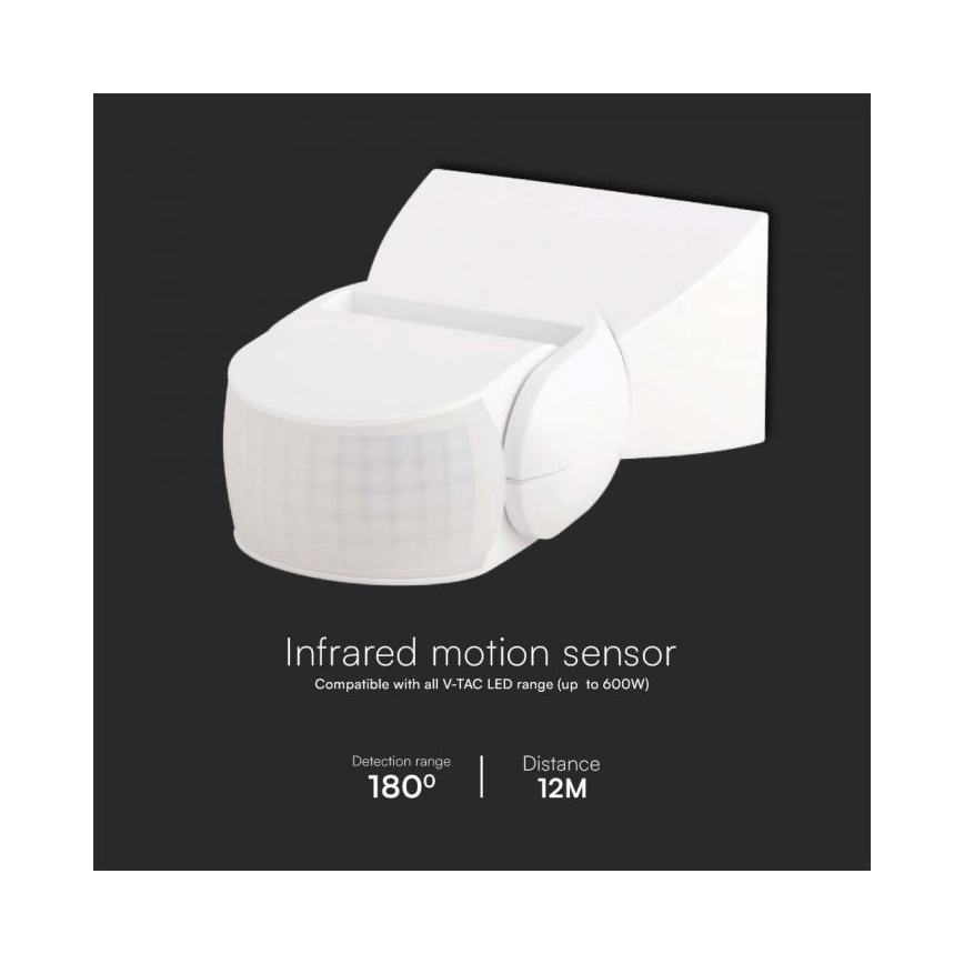 Détecteur de mouvement extérieur infrarouge 180° 230V IP65 blanc