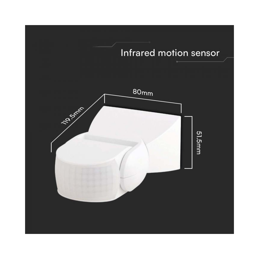 Détecteur de mouvement extérieur infrarouge 180° 230V IP65 blanc