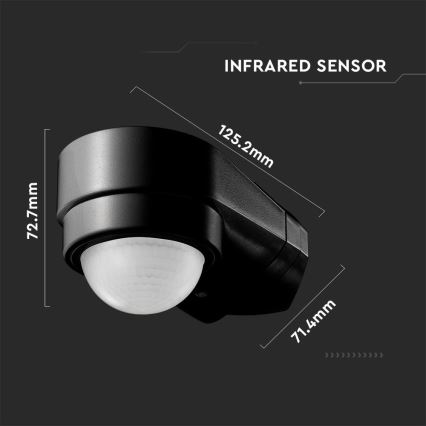 Détecteur de mouvement extérieur infrarouge 240° 600W/230V IP65 noir