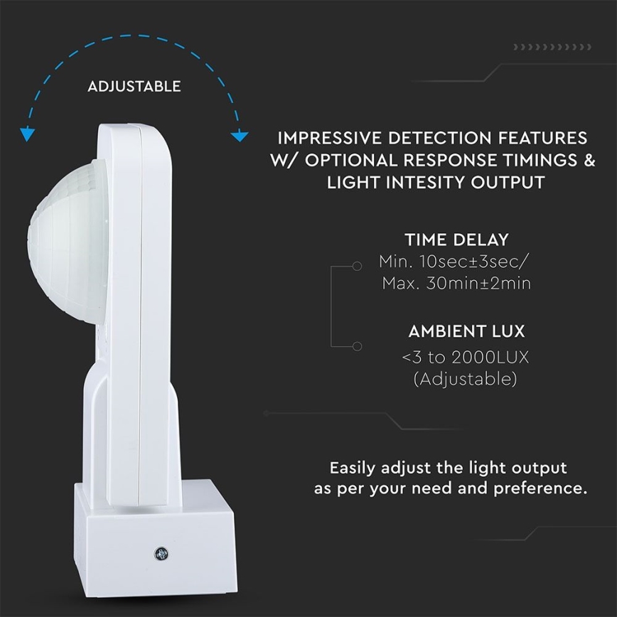 Détecteur de mouvement extérieur infrarouge 360° 1000W/230V IP65 blanc