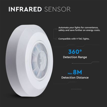 Détecteur de mouvement infrarouge 360° 200W/230V blanc