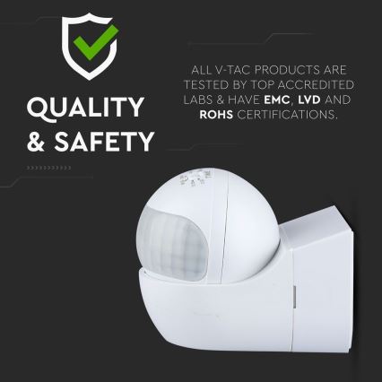 Détecteur de mouvement PIR 180° 800W/230V IP44 blanc