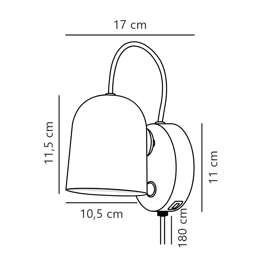 DFTP by Nordlux - Faretto da parete con USB port ANGLE 1xGU10/25W/230V bianco