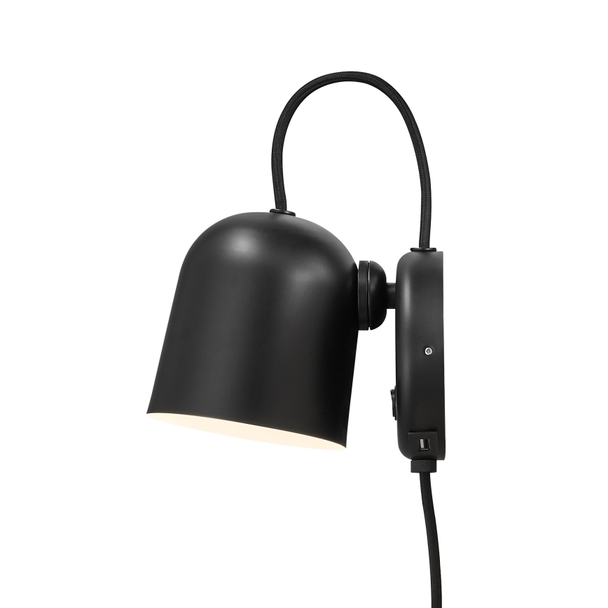 DFTP by Nordlux - Faretto da parete con USB port ANGLE 1xGU10/25W/230V nero