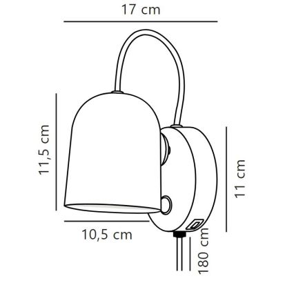 DFTP by Nordlux - Faretto da parete con USB port ANGLE 1xGU10/25W/230V nero