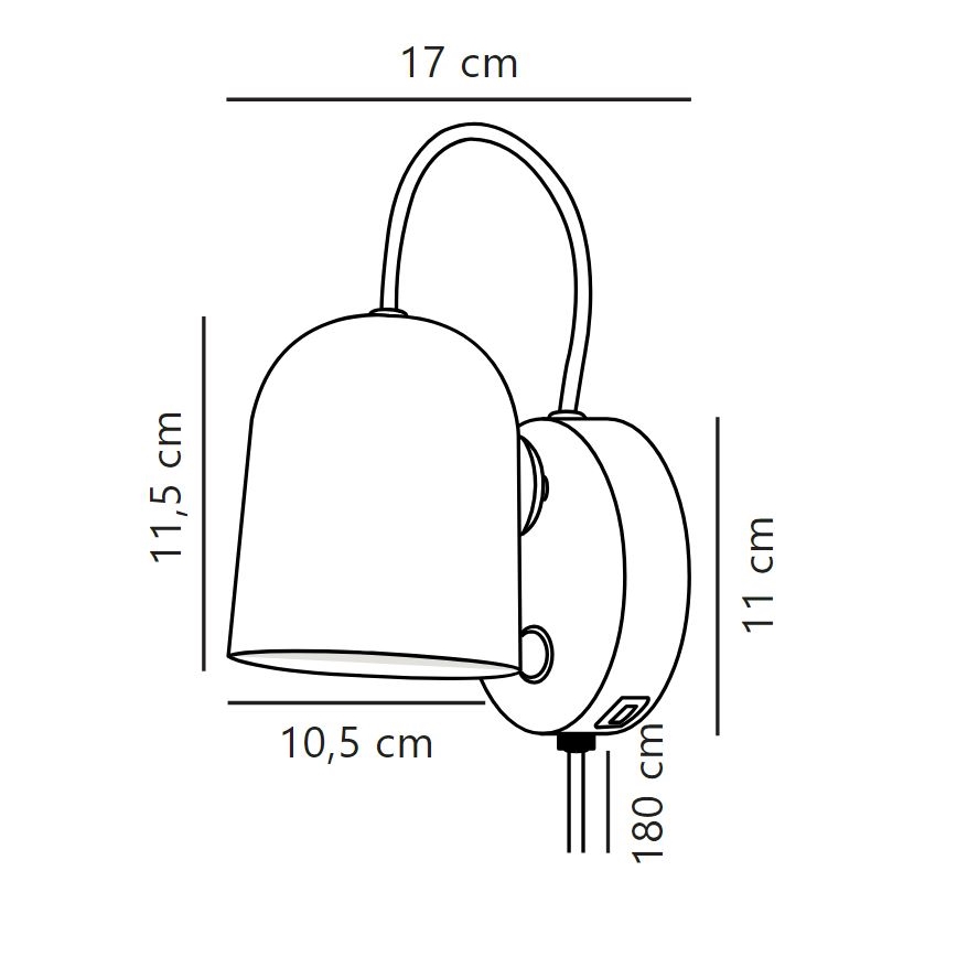 DFTP by Nordlux - Faretto da parete con USB port ANGLE 1xGU10/25W/230V nero