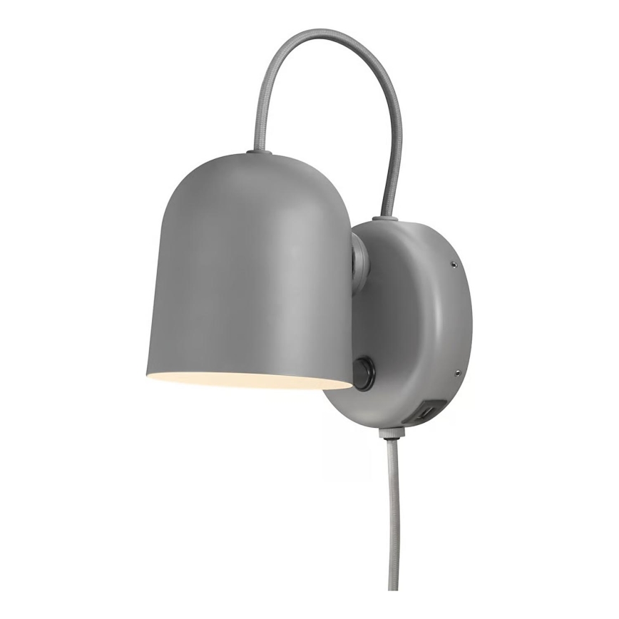 DFTP by Nordlux - Faretto da parete orientabile con porta USB ANGLE 1xGU10/25W/230V grigio